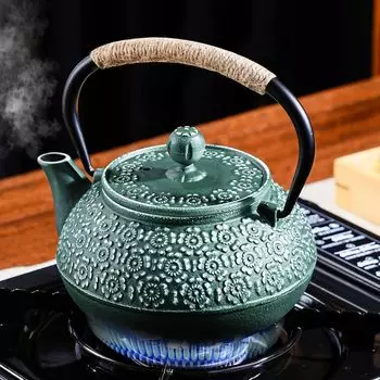 900 мл бытовой чугунный чайник с рисунком сакуры с ситечком для чая кофейник для чая чайный набор кухонная утварь