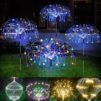 90/120/150/200LED солнечные фейерверки огни шары травы одуванчики огни сад газон ландшафт праздничные рождественские огни оптом
