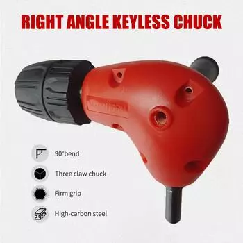 90 Degree Round Shank Right Angle Bend Extension Accessory Corner Three Jaw Chuck Narrow Space Repair Tool Right Angle Drill Att