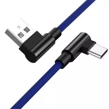 90-градусный USB Type C для Samsung XiaoMi HuaWei, шнур для быстрой зарядки и передачи данных 1.5M синий