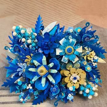 917PCS Ideas Simulation Building Blocks Flower Bouquet Girls Home Decoration Assembly DIY Building Blocks Toy Christmas