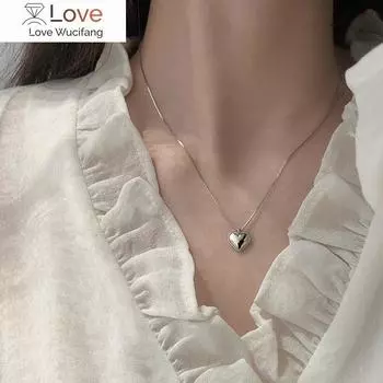 925 пробы серебряное ожерелье Love для женщин простая цепочка в форме сердца женская ниша ключичная цепочка ювелирные изделия