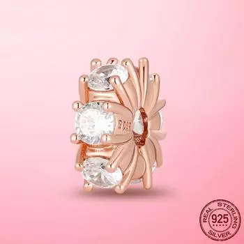 925 пробы серебряный зажим-стопор шарм бусины подходят для модного браслета серебро 925 пробы и розовое золото зажим оригинальный DIY ювелирные изделия изготовление