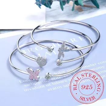 925 пробы стерлингового серебра кристальные бабочки/стрекозы/сердца шарм браслеты для женщин браслет и браслет свадьба день рождения вечеринка ювелирные изделия