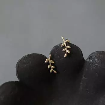 925 пробы стерлингового серебра в европейском стиле 14k золотые серьги для женщин простые оливковые ветки листья серьги милые студенческие украшения золотой