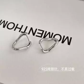 925 серебряные игольчатые серьги нерегулярные женские нишевые дизайн чувство простые ins темперамент круглое лицо тонкие персонализированные серьги 925 Silver