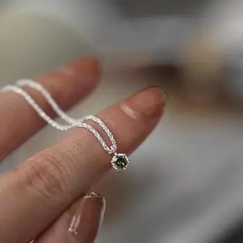 925 Серебряный цвет модный изумрудный кулон ожерелье для женщин цепочка ожерелье аксессуары подарок серебряный