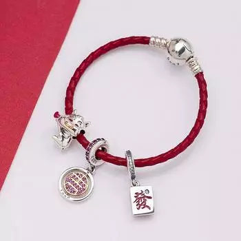 925 Серебряный Ins Niche Design Simple Girl Transfer Cow To Heaven Кожаный Веревочный Браслет для Женщин 21cm