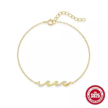 925 Sterling Silver Fashion Summer Wave Pendant Bracelet Women S Original Design Simple High-End Bracelet Jewelry 925 silver золотой