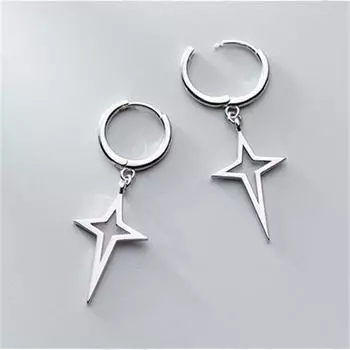 925 Sterling Silver Hollow Cross Stud Earrings for Women Boucles D oreilles Wedding Jewelry Eh290 серебряный