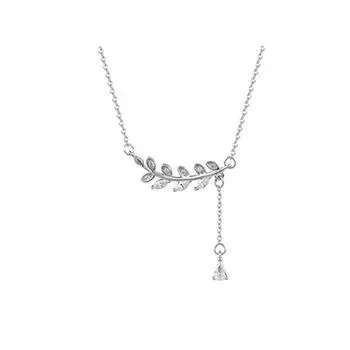 925 Sterling Silver Necklace For Women Crystal Tassel Leaf Water Drop Charm Pendent Elegant Party Jewelry dz615