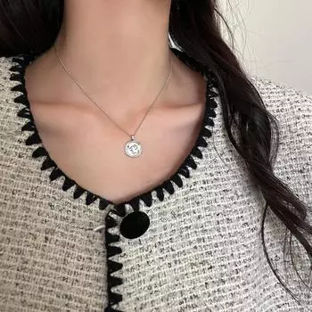 925 sterling silver round brand Dumbo necklace female retro niche high-end sweater chain exquisite and cute new side chain 925 silver