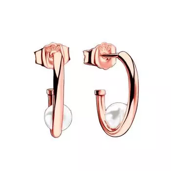 925 Sterling Silver Stud Earrings Small Design Simple Semicircle Pearl Ear Hook Ear Hanging