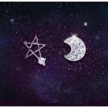 925 Sterling Silver Stud Earrings Star and Moon Stud Earring Earrings Korean Ornament Fashion Simple 925