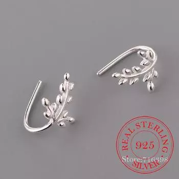 Серьги-гвоздики из стерлингового серебра 925 пробы в виде листьев деревьев для женщин, подарок на свадьбу, гипоаллергенные ювелирные изделия из стерлингового серебра Brincos