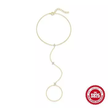 925 Sterling Silver Versatile Hand Jewelry Women S Ring Chain Flower Mori Foot Chain Multilayer Stacked Toe Chain 925 silver золотой