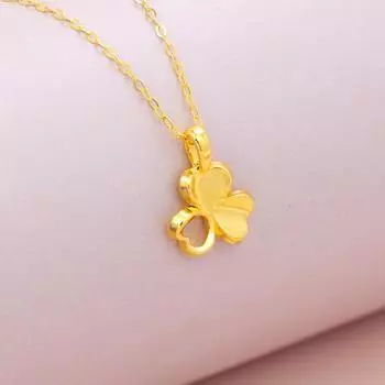 999 тысяч чистого золота без цианида Craft Clover Gold Подвеска для женщин Подвеска на ключицу Цепочка 3D Твердое золото