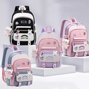 9-12 лет Дети Школьницы Дети Водонепроницаемые Рюкзаки Начальная Школа Рюкзак M(Random sunglasses*1) чёрный