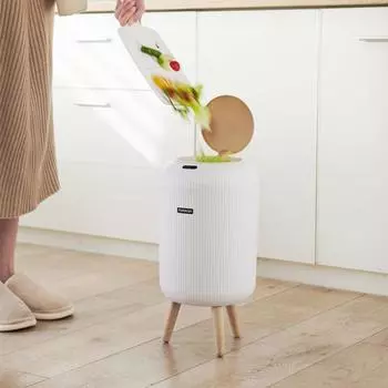 9.5L/10L Smart Dustbin Non-slip Footbed Automatic Sensor Wastebasket Trash Can Dispenser for Kitchen/Bedroom/Living Room/Office белый