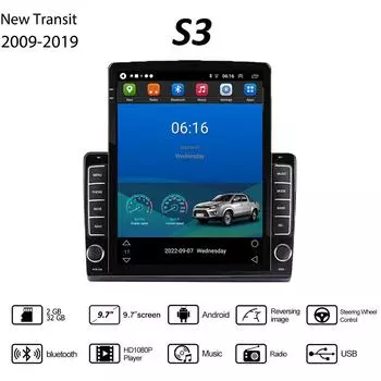 9,7 для Ford New Transit 2009-2019 Автомобильный радиоприемник Tesla с вертикальным экраном Carplay Android Авторадио Мультимедийный плеер 2 + 32 ГБ