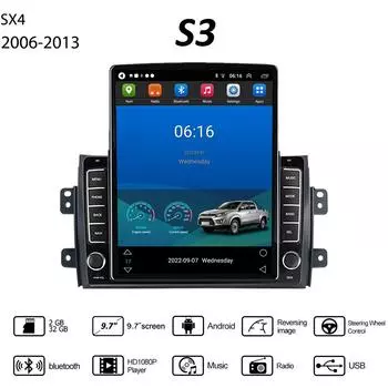 9,7 для Suzuki SX4 2006-2013 Fiat Sedici 2005-2014 Автомобильный радиоприемник Tesla с вертикальным экраном Carplay Android Авторадио Мультимедийный плеер 2 + 32 ГБ