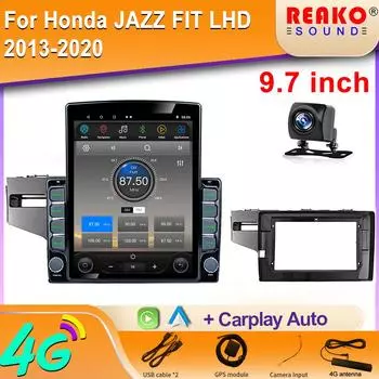 9,7-дюймовый вертикальный экран Tesla Android для Honda JAZZ FIT LHD 2013-2020 мультимедийный плеер радио Carplay GPS навигация 8 core 2GB+32GB