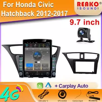 9,7-дюймовый вертикальный экран Tesla Android для Honda Civic Hatchback 2012-2017 Автомобильный радиоприемник GPS-навигатор Мультимедийный проигрыватель 8 core 2GB+32GB