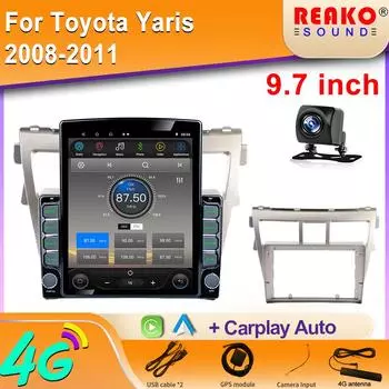 9,7-дюймовый вертикальный экран Tesla Android автомобильное радио для Toyota Yaris 2008-2011 мультимедийный проигрыватель Carplay GPS навигация 2din 8 core 2GB+32GB