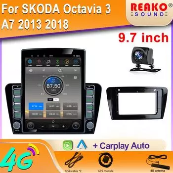 9,7-дюймовый вертикальный экран Tesla автомобильное радио для SKODA Octavia 3 A7 2013 2018 GPS навигация мультимедийный видеоплеер Carplay 2din 8 core 2GB+32GB