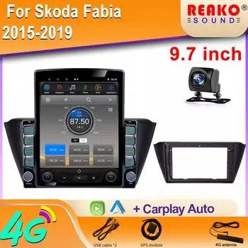 9,7-дюймовый вертикальный экран Tesla автомобильное радио для Skoda Fabia 2015-2019 GPS-навигация мультимедийный плеер Carplay 8 core 2GB+32GB