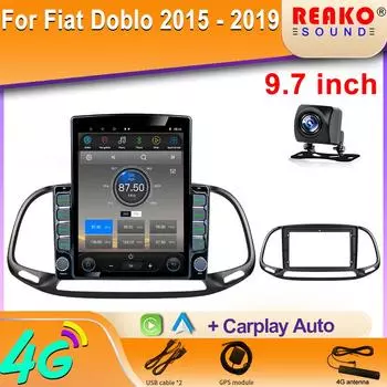 9,7-дюймовый вертикальный экран Tesla Android автомобильное радио для Fiat Doblo 2015 - 2019 GPS-навигация мультимедийный плеер Carplay 2din 8 core 2GB+32GB
