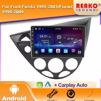 9 автомобильный радиоприемник для Ford Fiesta 1995 - 2001 Focus MK1 1998 - 2004 2 Din Android стерео автомобильный мультимедийный плеер GPS Carplay Autoradio 4 core 1GB+32GB carplay