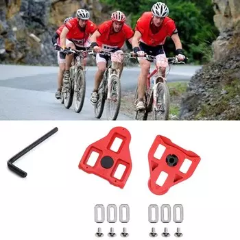 9 Degree Float Bike Accessories Pedals Cleat Set Bike Shoes Cleats Lock Pedal Bicycle Cleats Set красный