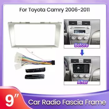 9-дюймовая автомобильная радиорама для Toyota Camry 2006-2011, комплект для крепления на приборной панели, стерео GPS, DVD-плеер, установка панели, крышка адаптера, фасци... Frame Cable