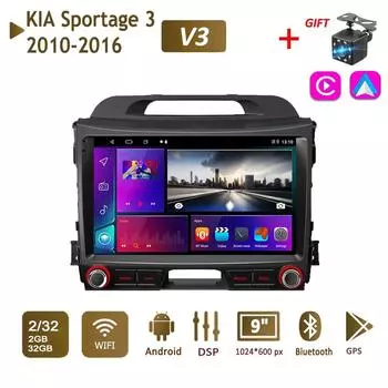 9-дюймовый автомобильный радиоприемник 2 + 32 ГБ для KIA Sportage 3 2010-2016 WIFI 2 DIN-Android Auto-Carplay-Gps
