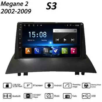 9-дюймовый автомобильный радиоприемник Carplay для Renault Megane 2 2002-2009, автомобильный мультимедийный видеоплеер, GPS-навигация, WIFI, 2 + 32 ГБ 1+16GB
