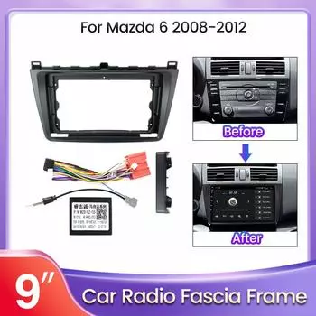 9-дюймовый автомобильный радиоприемник для MAZDA 6 2008-2012, комплект приборной панели, установка передней панели, переходная панель консоли, накладная рамка, кабель Canbus