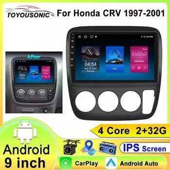 9-дюймовый беспроводной автомобильный радиоприемник стерео для Honda CRV 1997 1998 1999 2000 2001 сенсорный экран 2 Din Android Auto Carplay автомобильный видеоплеер 4-core 2GB+32GB