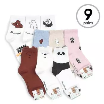 (9 пар) Носки We Bare Bears официально Crew WE19 23cm - 26cm