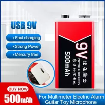 9 В 500 мАч литий-ионная литиевая аккумуляторная батарея Micro USB для мультиметра, микрофона, КТВ, игрушки, Bluetooth-наушники 1pcs
