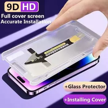 9D полное покрытие закаленное стекло для iPhone 14 13 12 11 Pro Max X XR XS XR Plus поставляет выравнивающие крепления защитные пленки для экрана For iphone 11