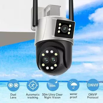 9MP 3*3MP Super HD WIFI PTZ-камера 8-кратный зум Цифровой объектив наблюдения Ai Human Auto Tracking Outdoor Security CCTV Camera