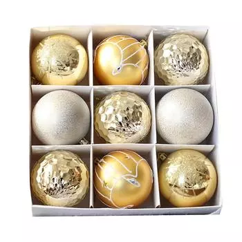 9PC Plastic Christmas Balls Set for Tree Decorations and DIY Projects Perfect for Weddings Engagements and Anniversaries золотой