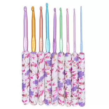 9Pcs Crochet Hook Weaving Knitting Plastic Handle Aluminium Needle 2.56.5MM for Blanket