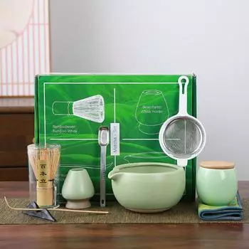 9pcs Japanese Matcha Tea Set Kit Ceramic Tea Bowl Teacup Bamboo Tea Brush Home Office Handmade Relatives Festival Friends Gifts