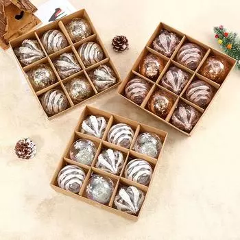 9piece Beautiful Christmas Tree Baubles Set For Sparkling Decor Shattered Christmas Decorations Champagne 1.5cm красный