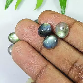 9X11MM Радужный Лабрадорит Круглый Кабошон Драгоценный Камень Россыпью 12 Штук Лот 50 Карат LM-1157