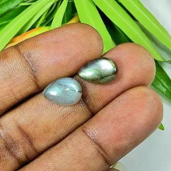 9X13MM Радужный огненный лабрадорит грушевидный кабошон драгоценный камень россыпью 2 шт. лот 8 карат LM-1160