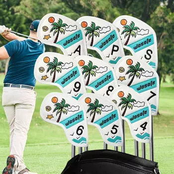 9x Golf Iron Covers PU Protector Wrap Protection Guard Club Headcovers for Outdoor