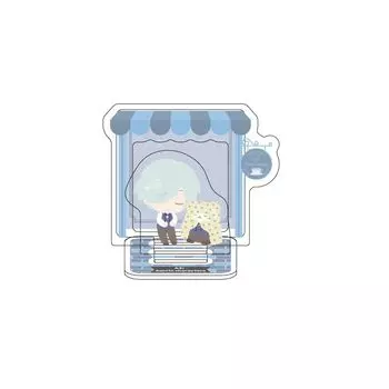A3 x Sanrio characters 21 Mikage Mitsuru x Marumofubiyori [Mini character illustration] Acrylic stand plate